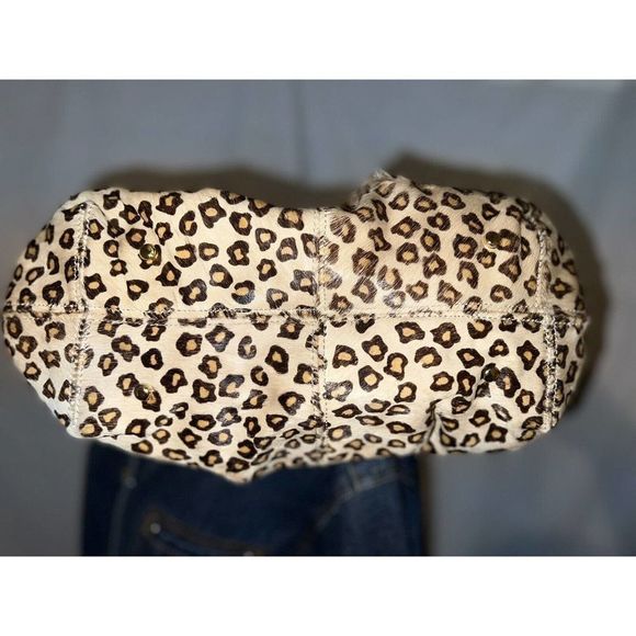 LA GIOE DI TOSCANA Purse Animal Print Pony Hair Leather Suede Flap Shoulder Bag - Picture 9 of 11